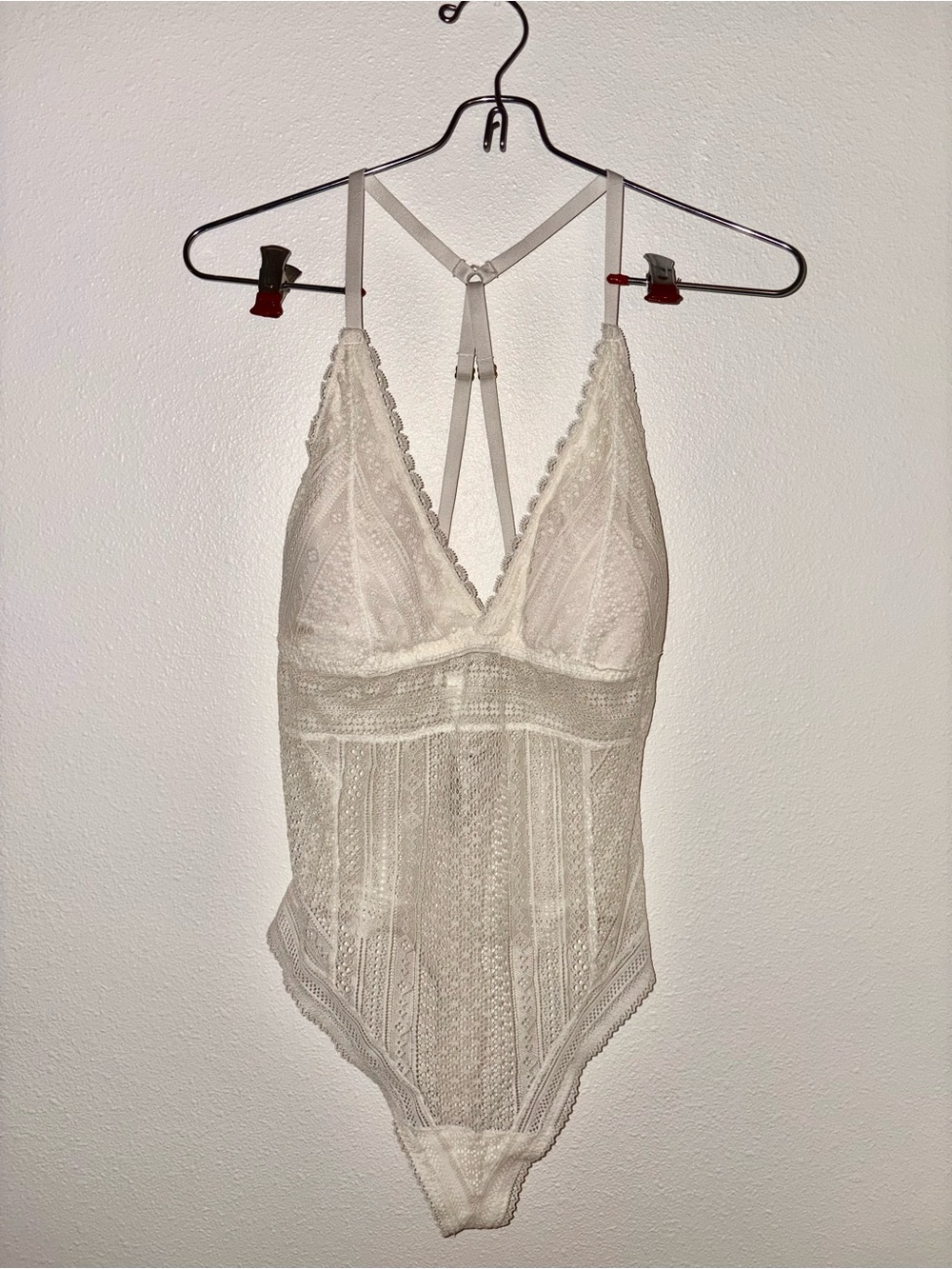 Abercrombie & Fitch Cream Lace Plunge Bodysuit